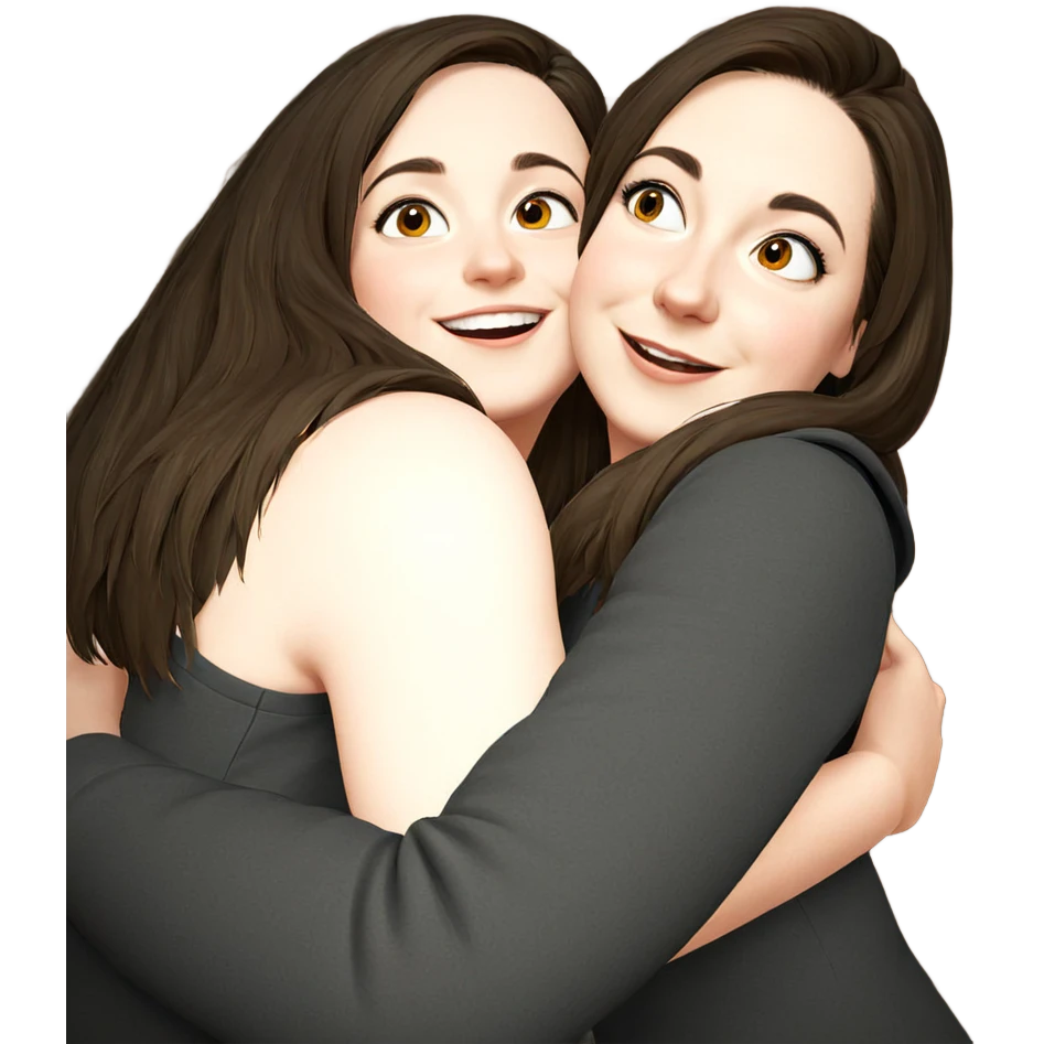 happy girls sharing a hug emoji