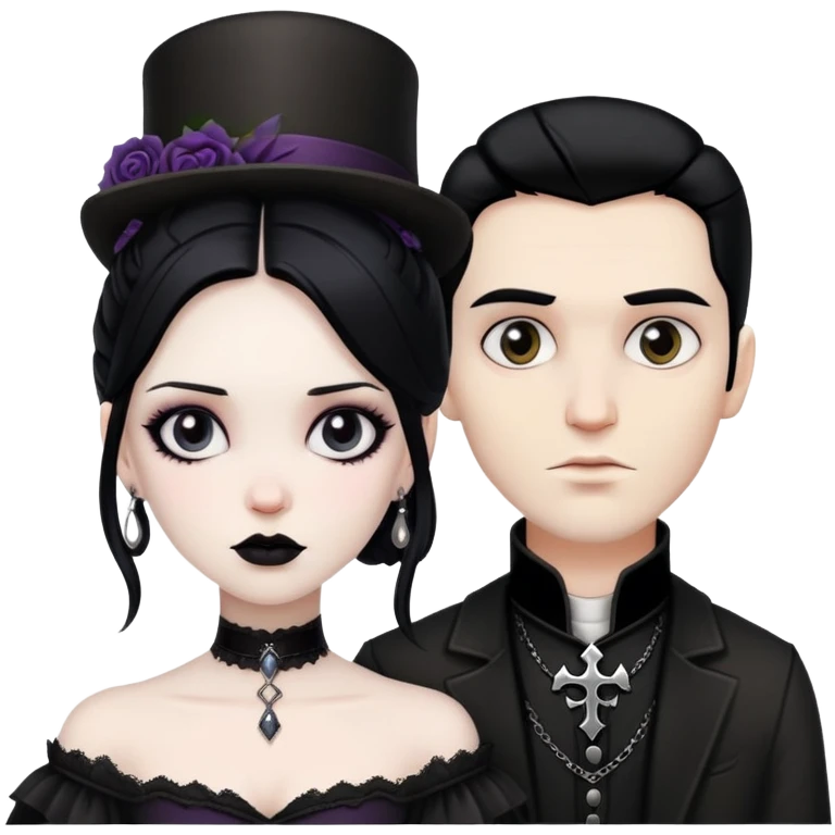 Couple Gothic Western black hair  emoji