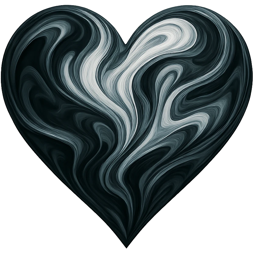 heart with a swirling ink effect, digital illustration, no background emoji