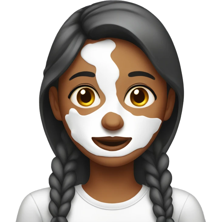 A girl with yogurt on her face emoji