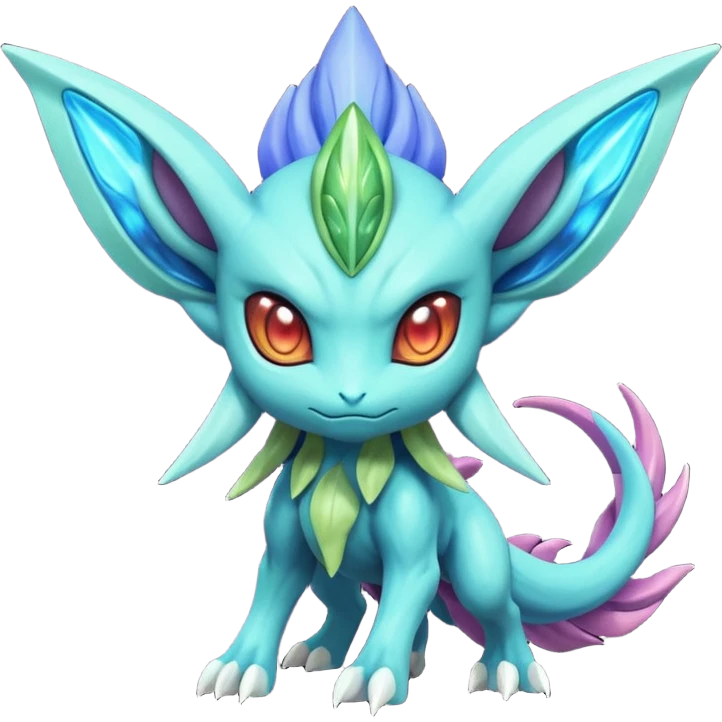 Futuristic volcanic elemental badass cool tough evil Suicune-Bayleaf-Celebi-Pokémon-Fakémon-hybrid-creature emoji