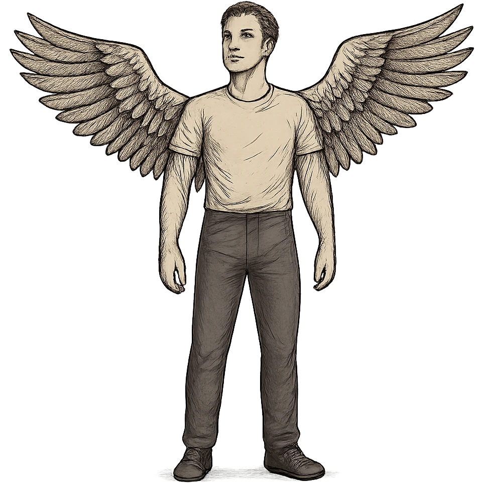 man with bird wings emoji