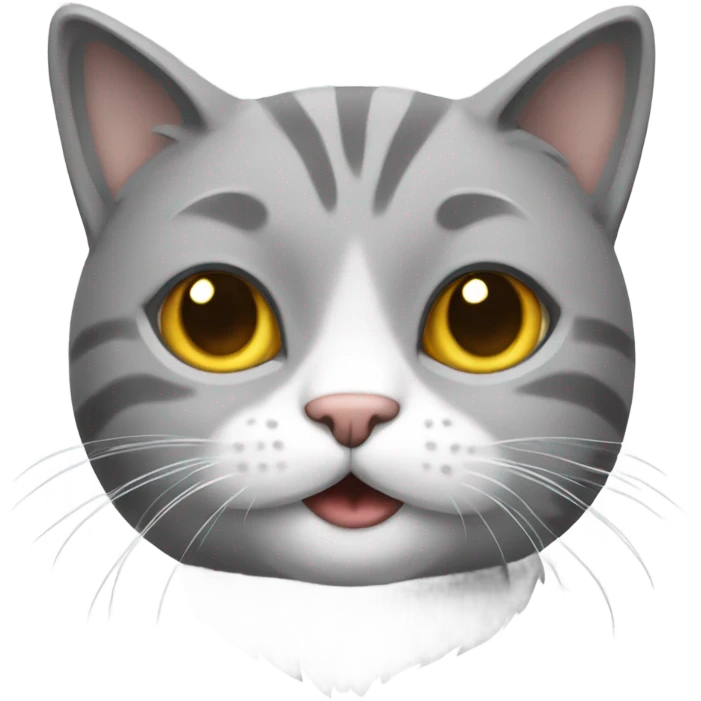 Cat gray with white  emoji
