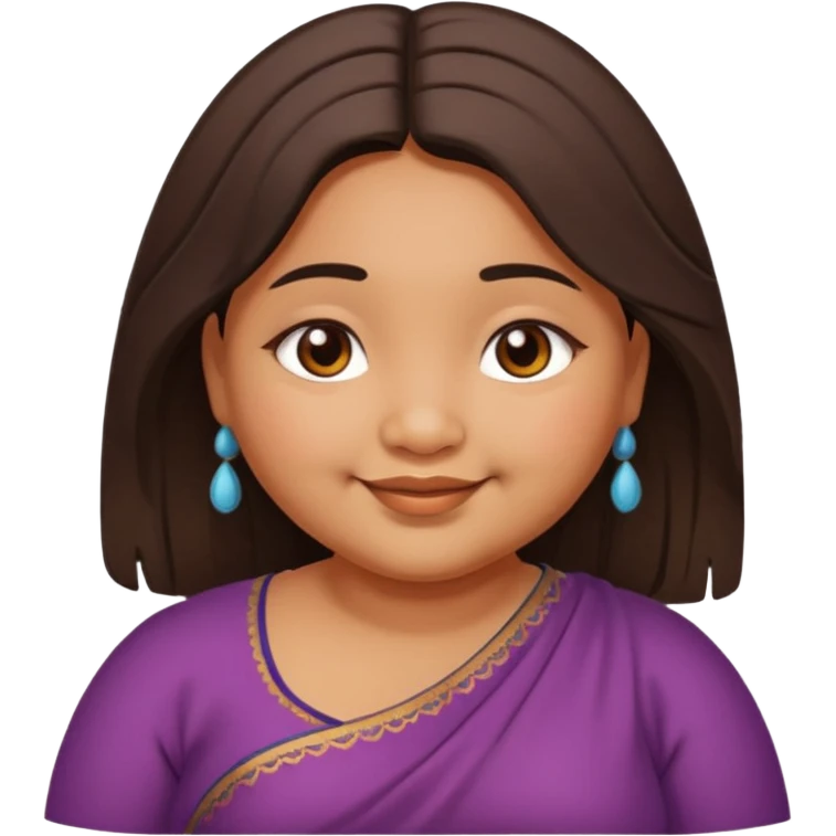 A north eastern brown (indian ) girl who is chubby but cute and her hair is mid length and her eyes are a little downturned emoji
