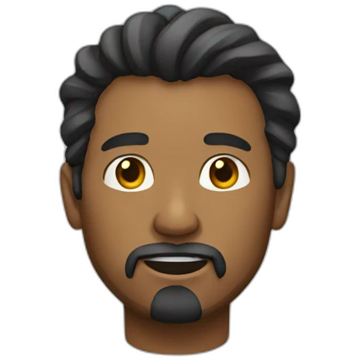 Men with long, tied hair and a goatee emoji