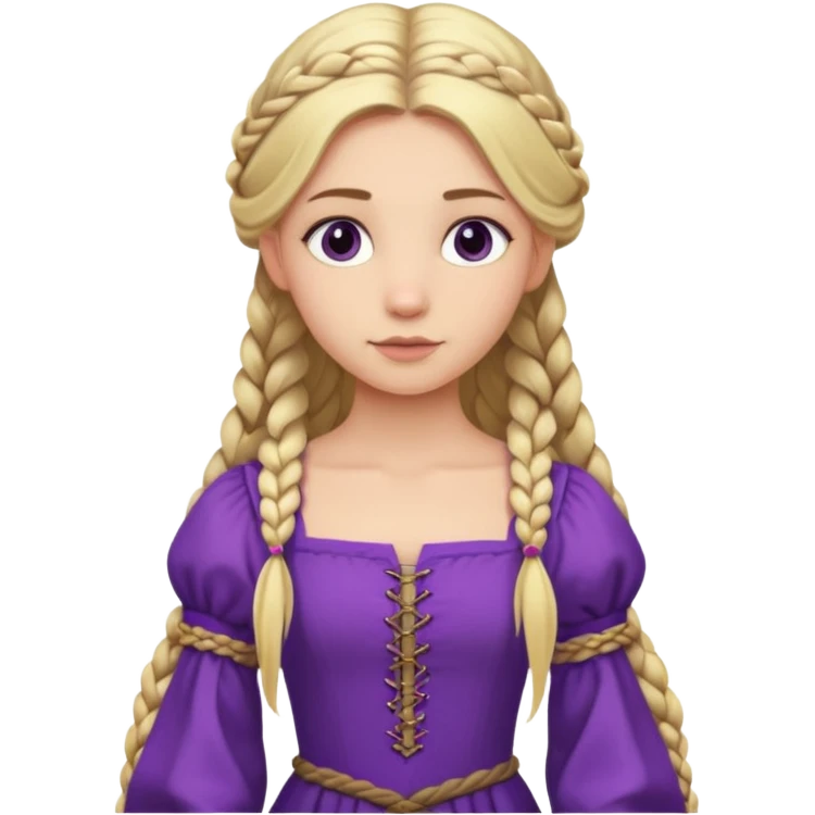 girl with very long braided blond hair wearing medieval style purple dress  emoji