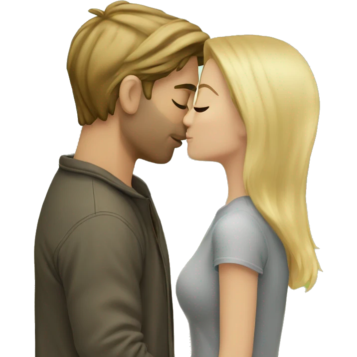 romantic outdoor couple kiss,, he has BROWN hair, she has blonde Hair emoji