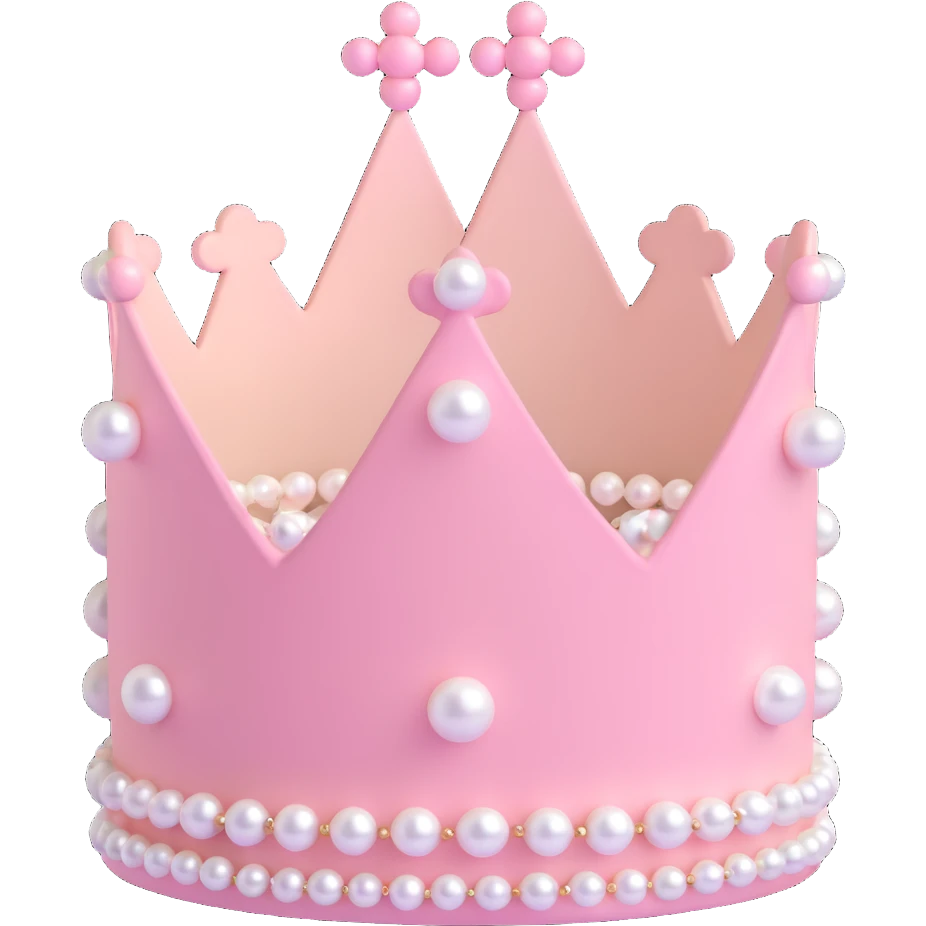 white and pastel pink crown with pearls emoji