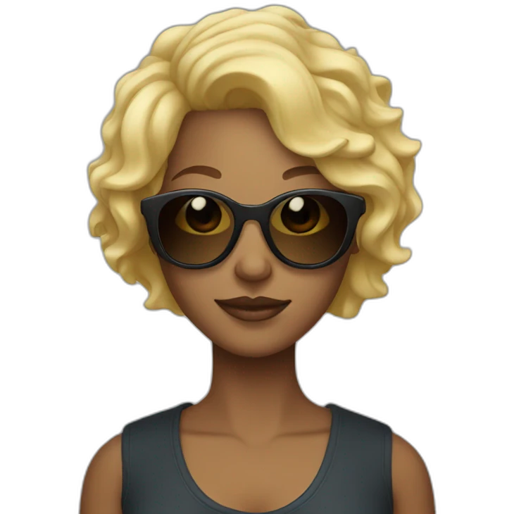 colored woman with blonde short hair and sun glasses emoji