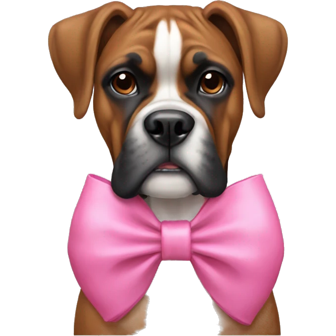 boxer dog with a pink bow emoji