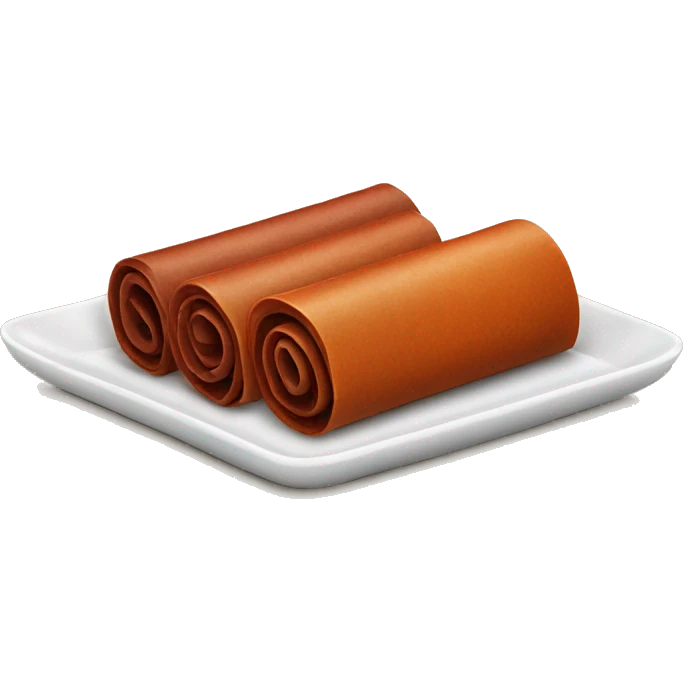 A plate with fruit leather rolls emoji