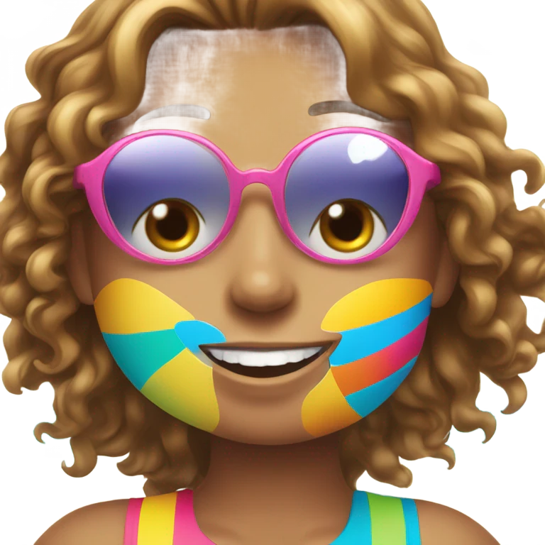 smiling girl on the beach emoji