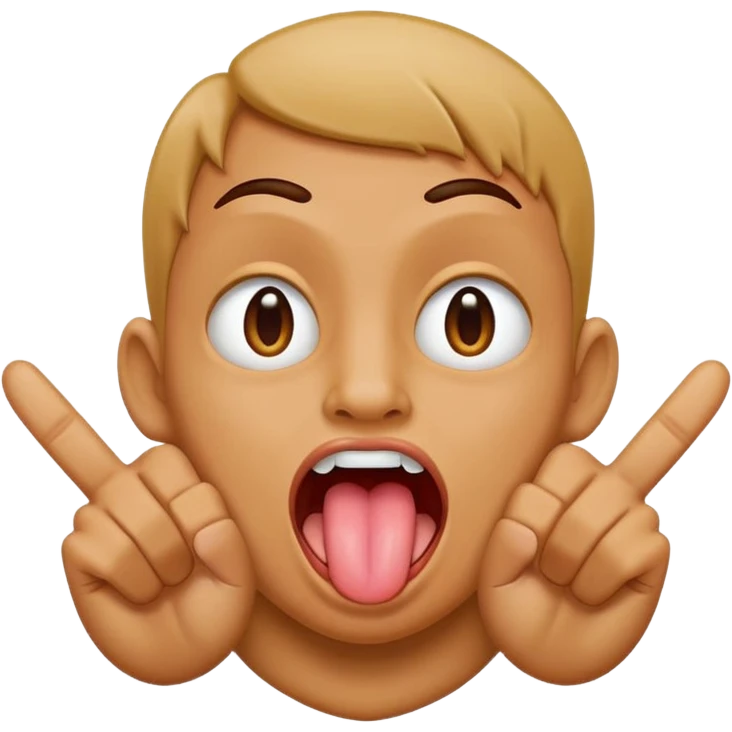 person with tongue out with palm facing them and middle fingers being held down by thumb and tongue coming through it emoji
