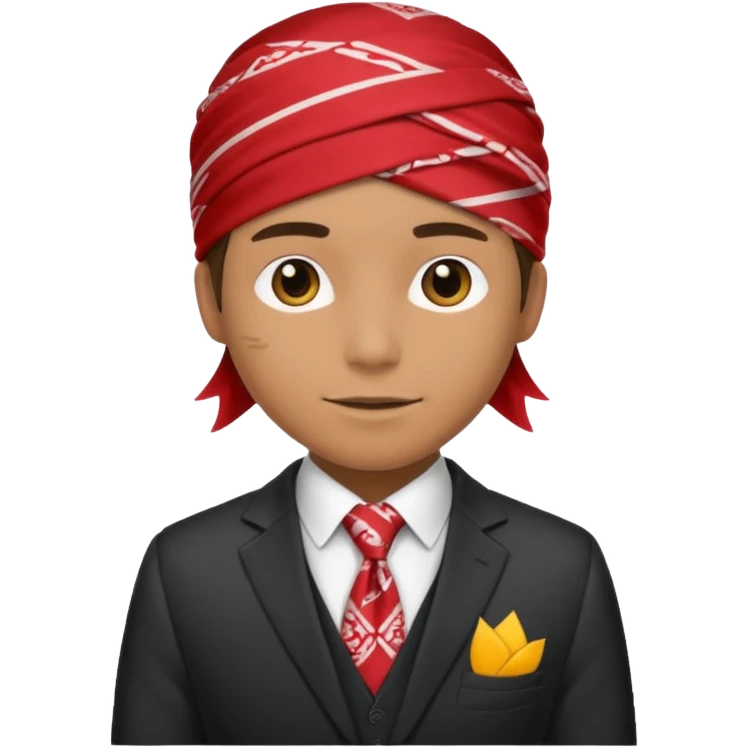 Character wearing a bandana and a suit emoji