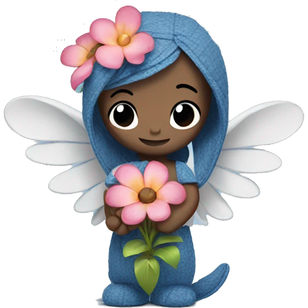 Stitch Angel with flower emoji