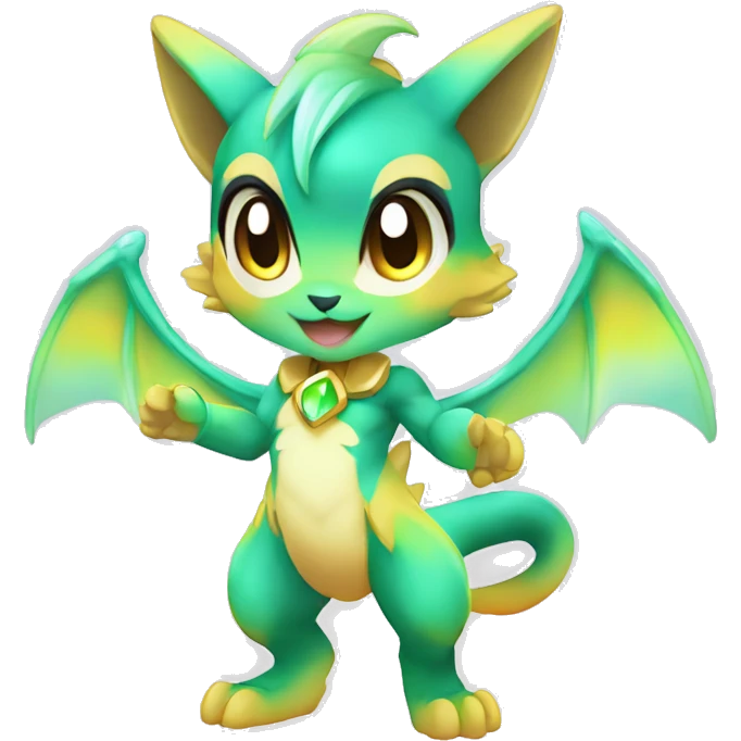 a anthro chibi-style colorful gradient-shiny gem-sparkle-Fakémon-hybrid full body emoji