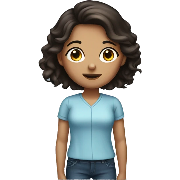 Girl with dark brown hair indoors emoji