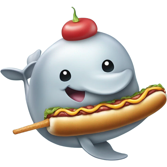 A Narwhal eating a hotdog emoji