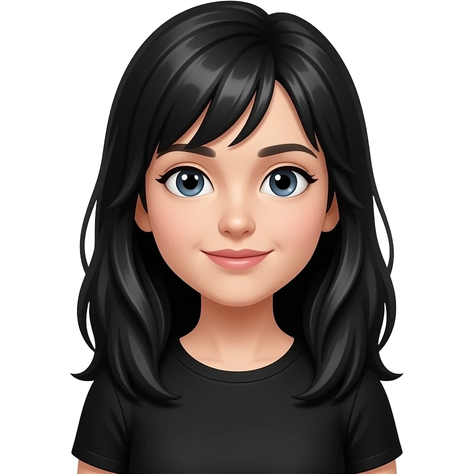 Girl with black and long hair with black clothes emoji