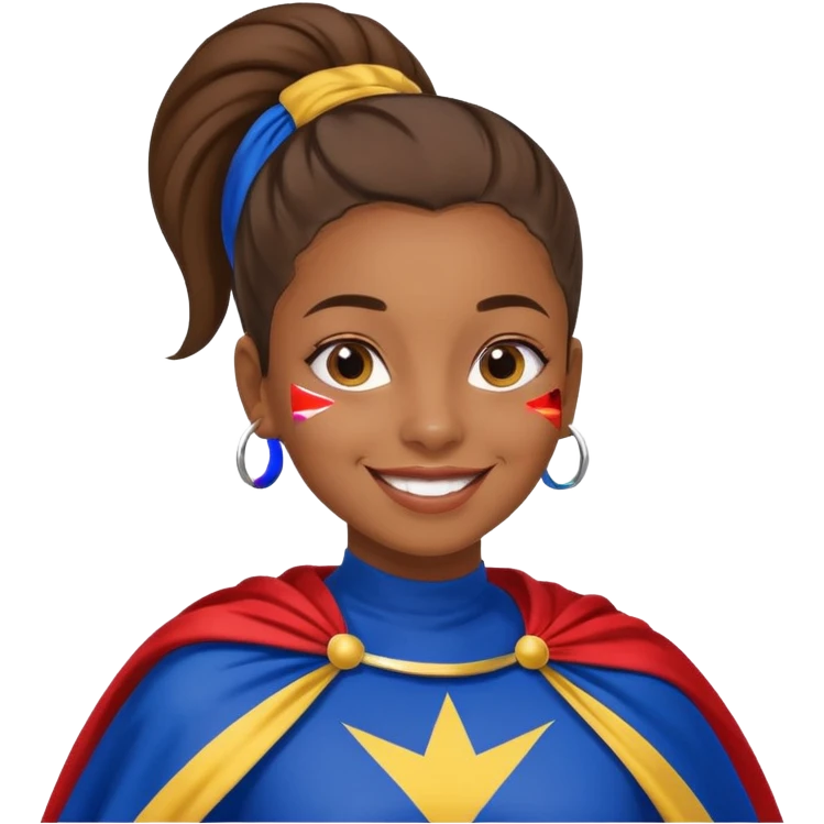 A brown skin girl with a slick ponytail and edges with a Cape Verde flag emoji