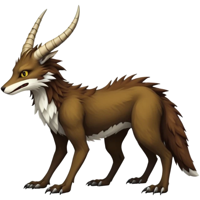 Sergal-Vernid-hybrid-animal-creature, full body, 4 legs, horned emoji
