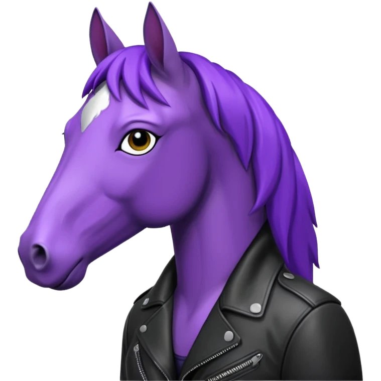 Purple horse wearing leather jacket
 emoji