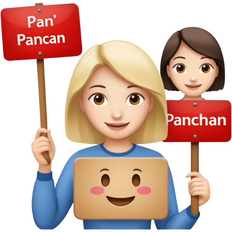 Голая девушка держит табличку с надписью Panchan emoji