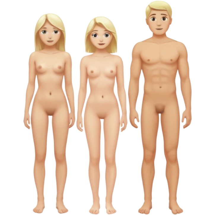 naked barefoot white blonde woman standing next to naked barefoot white blonde man emoji
