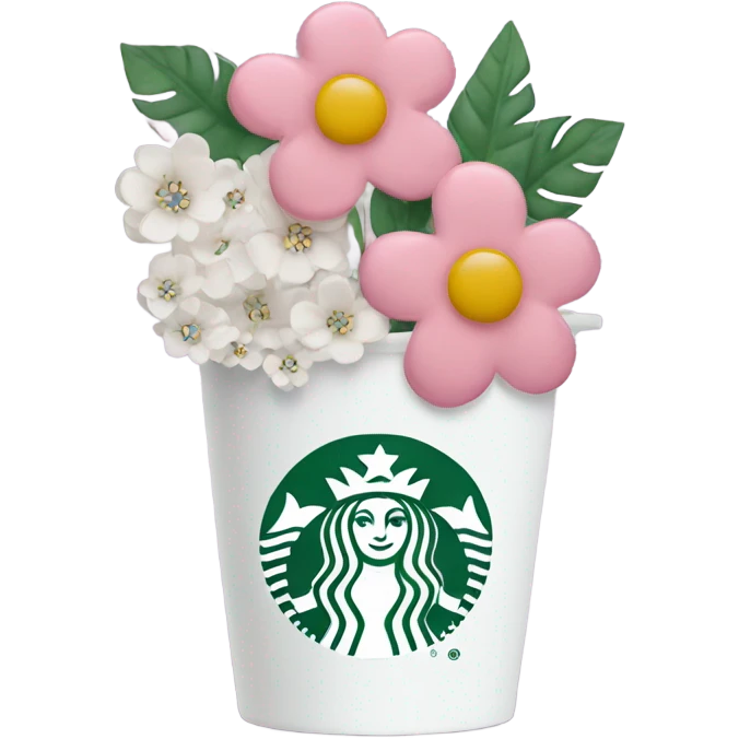 Starbucks cup with flowers emoji