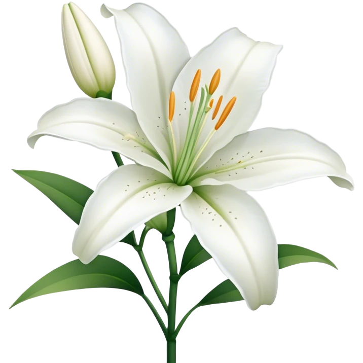 single White Lily, straight stem emoji