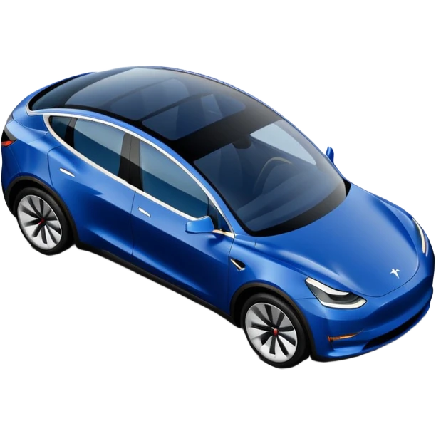 A Tesla Model Y parallel parking at a curb, from above emoji