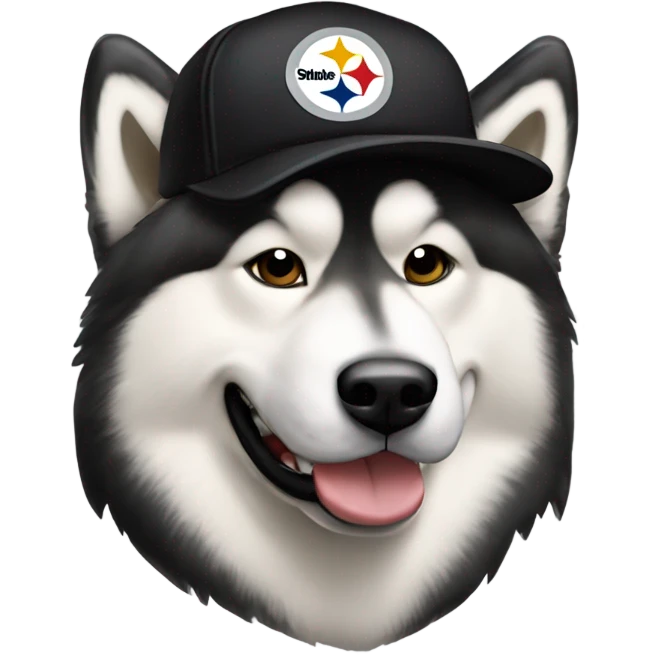 Face of Malamute with cream face wearing Pittsburgh Steelers hat emoji
