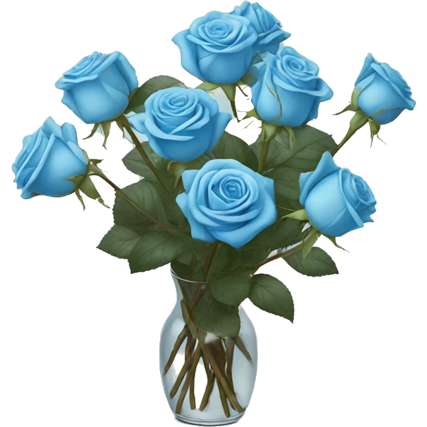 Sky blue rose bouquet still life emoji