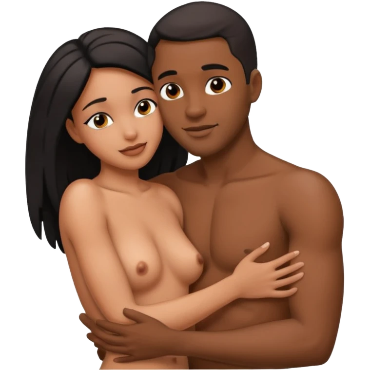 Black man fucking a woman naked with dick emoji