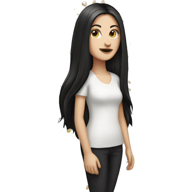 tall white girl with black long hair emoji