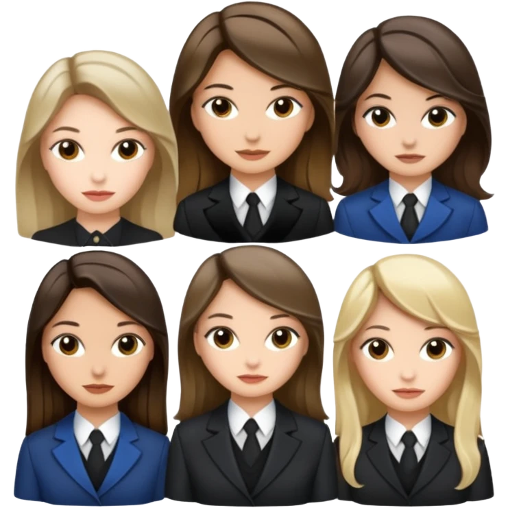 a group of 4 girls (one is a brunette but has a dark blond balayage, the other is a brunette with blond highlights, the other one too but not the same face and the last one is a brunette châtain, they are all well dressed   emoji