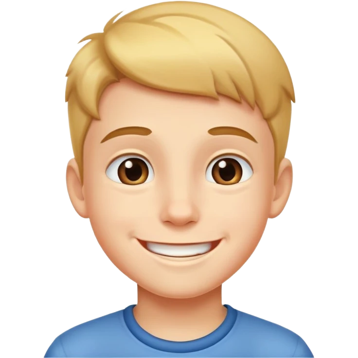 A young boy with a cheerful smile emoji