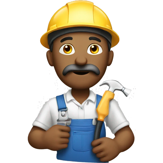 Handyman emjo with hand infront of his mouth thinkin emoji
