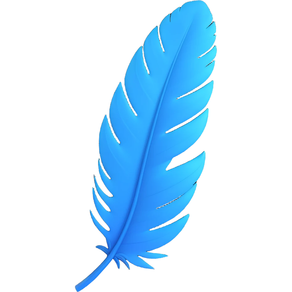 a blue feather with subtle texture, clean and crisp emoji