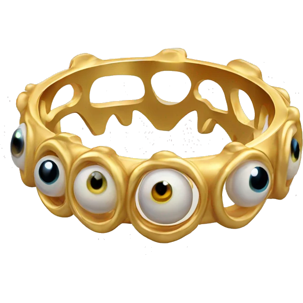 very thin gold ring studded with eyeballs emoji