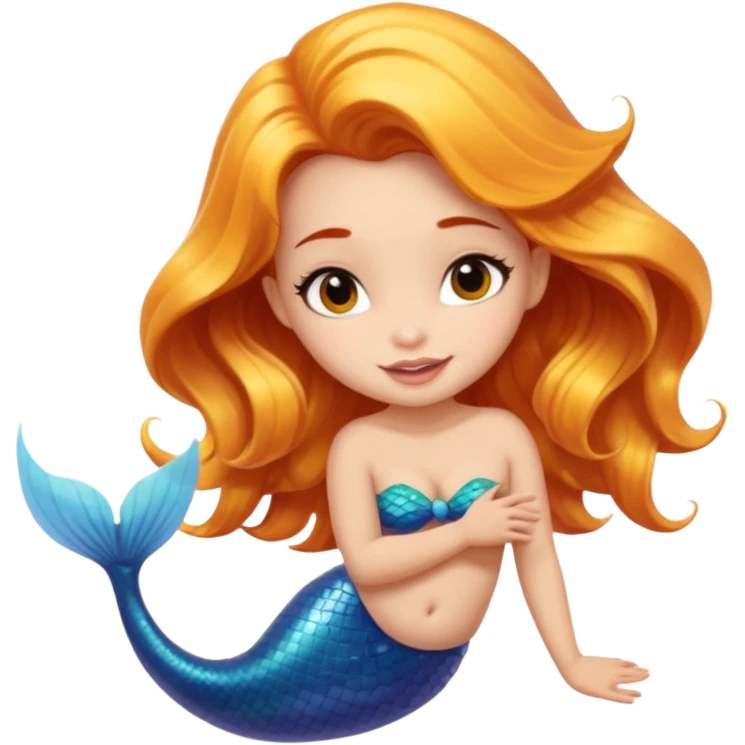 A cute mermaid emoji with a naughty face, looking coy and mischevious with a flirty smirk.  emoji