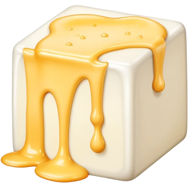 gooey white cheese melting in a white box, with hints of Président and Hochland cheese emoji