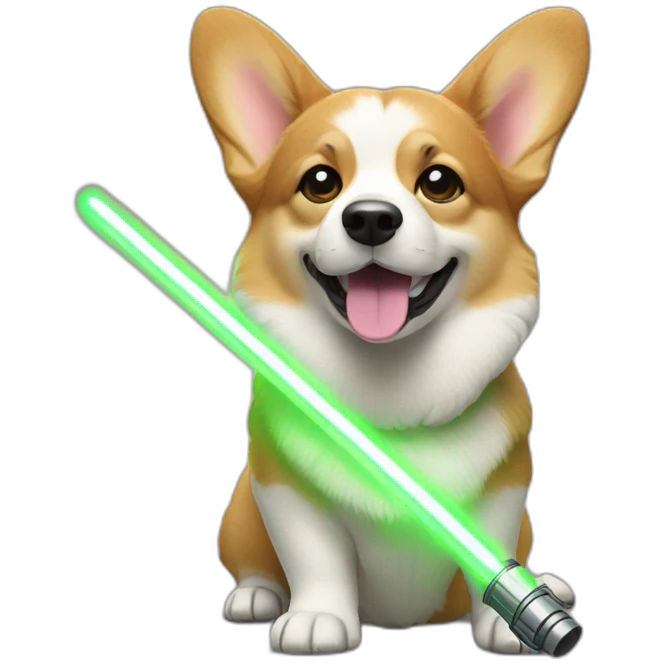 Corgi with light saber green emoji