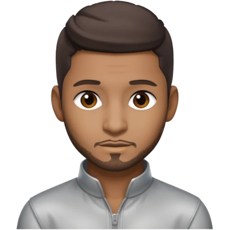 Usher with dark brown hair, silver outfit emoji