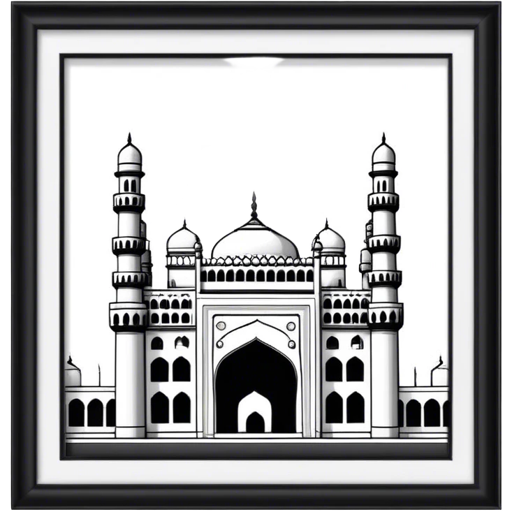 Charminar black and white  emoji