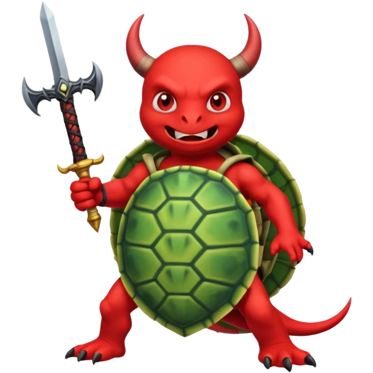 A devil in a turtle carapace add devil sword emoji