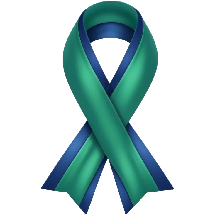 Green and  dark blue awareness ribbon  emoji