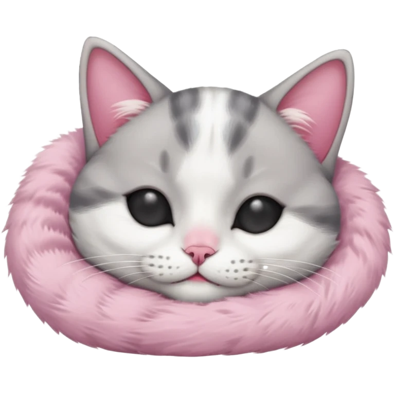 grey and white small cat with eyes closed lying down upside down with its paws/arms tightly covering its own face emoji