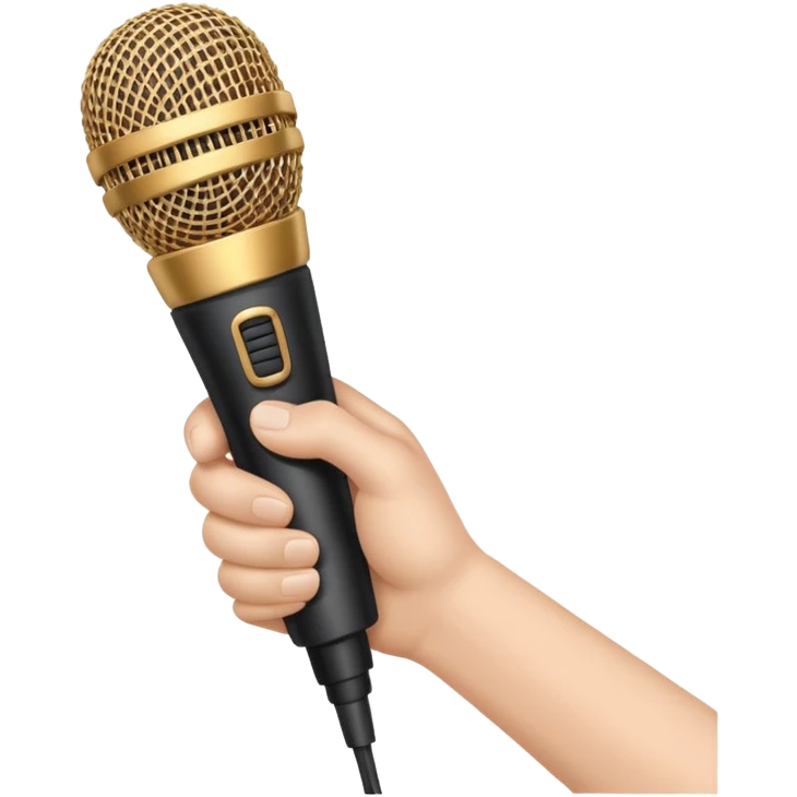 Uma mão segurando um microfone emoji