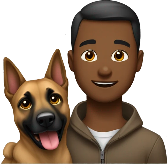 garçon calin a un malinois emoji